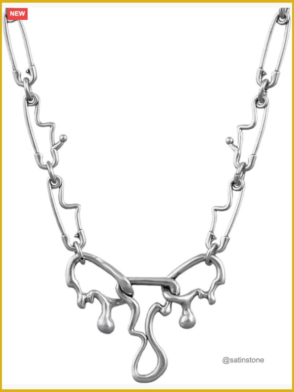 Fluid Dynamics Pin Pendant Necklace Liquid Metal Lava 316L Stainless Steel